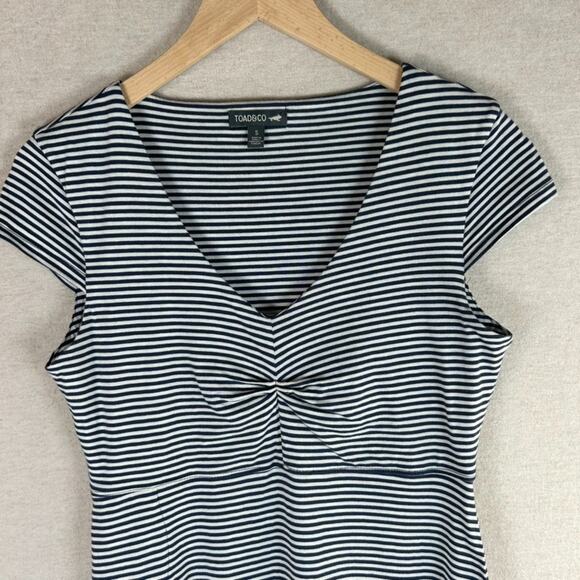 Toad & Co Womens Rosemarie Striped Dress Size S Sustainable Organic Cotton Vneck - Picture 3 of 11
